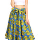 Sakkas Ama Women's Vintage Circle African Ankara Print Midi Skirt with Pockets