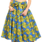 Sakkas Ama Women's Vintage Circle African Ankara Print Midi Skirt with Pockets