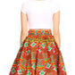 Sakkas Ama Women's Vintage Circle African Ankara Print Midi Skirt with Pockets
