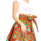 Sakkas Ama Women's Vintage Circle African Ankara Print Midi Skirt with Pockets