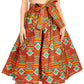 Sakkas Ama Women's Vintage Circle African Ankara Print Midi Skirt with Pockets