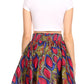 Sakkas Ama Women's Vintage Circle African Ankara Print Midi Skirt with Pockets