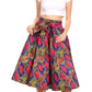 Sakkas Ama Women's Vintage Circle African Ankara Print Midi Skirt with Pockets