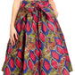 Sakkas Ama Women's Vintage Circle African Ankara Print Midi Skirt with Pockets