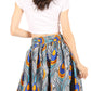 Sakkas Ama Women's Vintage Circle African Ankara Print Midi Skirt with Pockets