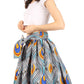 Sakkas Ama Women's Vintage Circle African Ankara Print Midi Skirt with Pockets