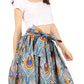 Sakkas Ama Women's Vintage Circle African Ankara Print Midi Skirt with Pockets