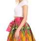 Sakkas Ama Women's Vintage Circle African Ankara Print Midi Skirt with Pockets