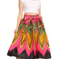 Sakkas Ama Women's Vintage Circle African Ankara Print Midi Skirt with Pockets