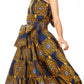 Sakkas Ama Women's Vintage Circle African Ankara Print Midi Skirt with Pockets