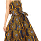 Sakkas Ama Women's Vintage Circle African Ankara Print Midi Skirt with Pockets
