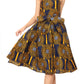 Sakkas Ama Women's Vintage Circle African Ankara Print Midi Skirt with Pockets