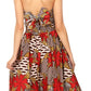 Sakkas Ama Women's Vintage Circle African Ankara Print Midi Skirt with Pockets