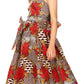 Sakkas Ama Women's Vintage Circle African Ankara Print Midi Skirt with Pockets