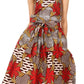 Sakkas Ama Women's Vintage Circle African Ankara Print Midi Skirt with Pockets