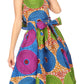 Sakkas Ama Women's Vintage Circle African Ankara Print Midi Skirt with Pockets