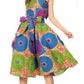 Sakkas Ama Women's Vintage Circle African Ankara Print Midi Skirt with Pockets