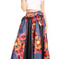 Sakkas Elif Women's Long Maxi African Ankara Print Skirt Elastic Waist & Pockets