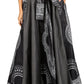 Sakkas Elif Women's Long Maxi African Ankara Print Skirt Elastic Waist & Pockets