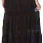 Sakkas Solid Embroidered Gypsy Bohemian Mid Length Cotton Skirt