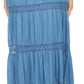 Sakkas Solid Embroidered Gypsy Bohemian Mid Length Cotton Skirt