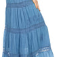 Sakkas Solid Embroidered Gypsy Bohemian Mid Length Cotton Skirt