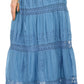 Sakkas Solid Embroidered Gypsy Bohemian Mid Length Cotton Skirt