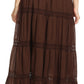 Sakkas Solid Embroidered Gypsy Bohemian Mid Length Cotton Skirt