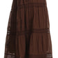 Sakkas Solid Embroidered Gypsy Bohemian Mid Length Cotton Skirt