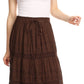 Sakkas Solid Embroidered Gypsy Bohemian Mid Length Cotton Skirt