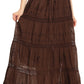Sakkas Solid Embroidered Gypsy Bohemian Mid Length Cotton Skirt
