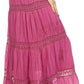 Sakkas Solid Embroidered Gypsy Bohemian Mid Length Cotton Skirt