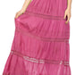 Sakkas Solid Embroidered Gypsy Bohemian Mid Length Cotton Skirt