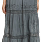 Sakkas Solid Embroidered Gypsy Bohemian Mid Length Cotton Skirt
