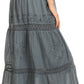 Sakkas Solid Embroidered Gypsy Bohemian Mid Length Cotton Skirt