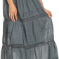 Sakkas Solid Embroidered Gypsy Bohemian Mid Length Cotton Skirt