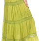 Sakkas Solid Embroidered Gypsy Bohemian Mid Length Cotton Skirt