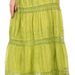 Sakkas Solid Embroidered Gypsy Bohemian Mid Length Cotton Skirt