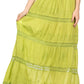 Sakkas Solid Embroidered Gypsy Bohemian Mid Length Cotton Skirt