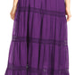 Sakkas Solid Embroidered Gypsy Bohemian Mid Length Cotton Skirt