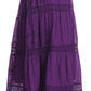 Sakkas Solid Embroidered Gypsy Bohemian Mid Length Cotton Skirt
