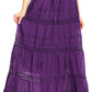 Sakkas Solid Embroidered Gypsy Bohemian Mid Length Cotton Skirt