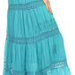 Sakkas Solid Embroidered Gypsy Bohemian Mid Length Cotton Skirt