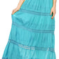 Sakkas Solid Embroidered Gypsy Bohemian Mid Length Cotton Skirt