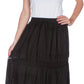 Sakkas Solid Embroidered Gypsy Bohemian Mid Length Cotton Skirt