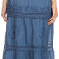 Sakkas Solid Embroidered Gypsy Bohemian Mid Length Cotton Skirt