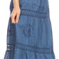 Sakkas Solid Embroidered Gypsy Bohemian Mid Length Cotton Skirt