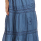 Sakkas Solid Embroidered Gypsy Bohemian Mid Length Cotton Skirt