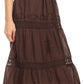 Sakkas Solid Embroidered Gypsy Bohemian Mid Length Cotton Skirt