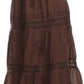 Sakkas Solid Embroidered Gypsy Bohemian Mid Length Cotton Skirt